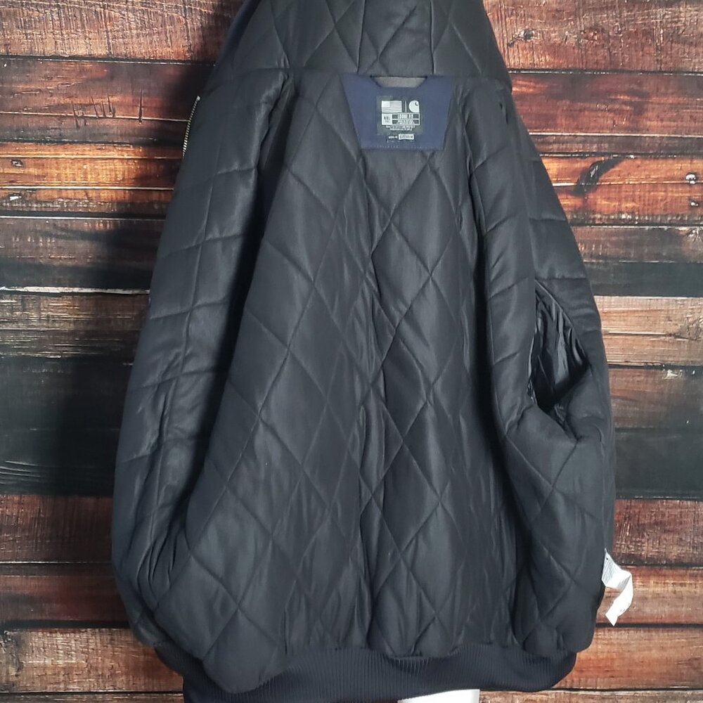 Carhartt Jacket Coat 4XL Tall J140 Firm Duck Quilted Flannel Lined Navy - Picture 4 of 6